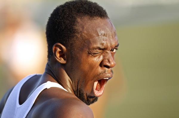 Usain Bolt of Jamaica yawns during a training session near the Athlete's Village at the IAAF World Championships in Daegu